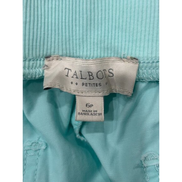 Talbots Petite Womens Turquoise Cropped Pants Size 6P Adjustable Hem Coastal - Picture 6 of 11